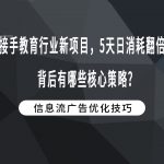 接手教育行业新项目，5天日消耗翻倍！背后有哪些核心策略？