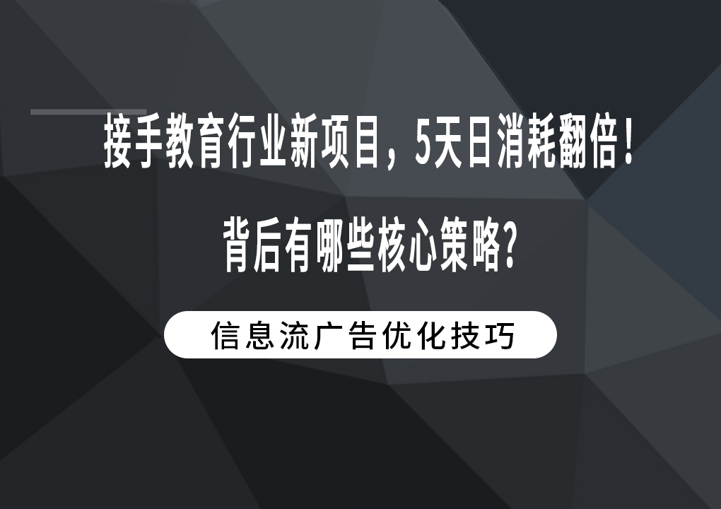 接手教育行业新项目，5天日消耗翻倍！背后有哪些核心策略？