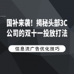 国补来袭！揭秘头部3C公司的双十一投放打法！